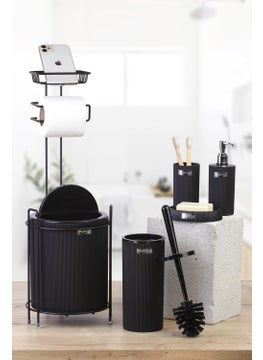 ‎okyanus Home Ocean Home Black Mina Replacement WC Paper Holder and 6 Piece Bathroom Set  - Image 1