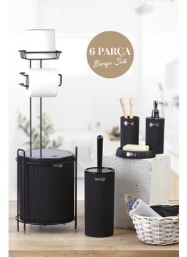 ‎okyanus Home Ocean Home Black Mina Replacement WC Paper Holder and 6 Piece Bathroom Set  - Image 4