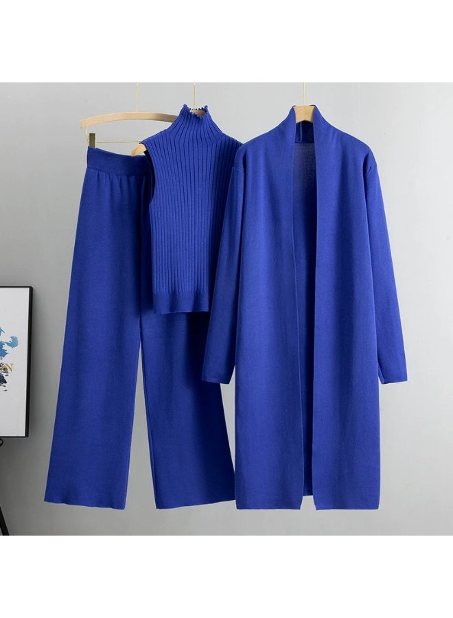 general Three-piece knitted sleeveless cardigan sweater cardigan pants three-piece set - Image 1