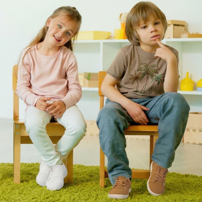 JOINFREE Toddler Boys Girls Barefoot Shoes Kids Wide Sneakers Adjustable Walking Athletic Shoe with Zero Drop Brown Size 9 - Image 2