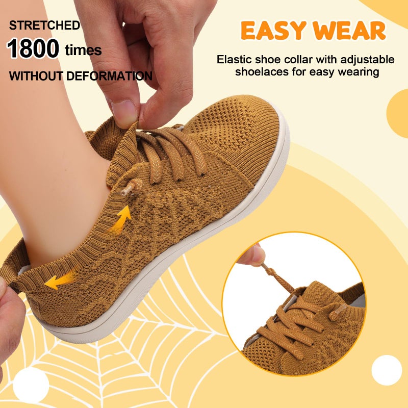 JOINFREE Toddler Boys Girls Barefoot Shoes Kids Wide Sneakers Adjustable Walking Athletic Shoe with Zero Drop Brown Size 9 - Image 5