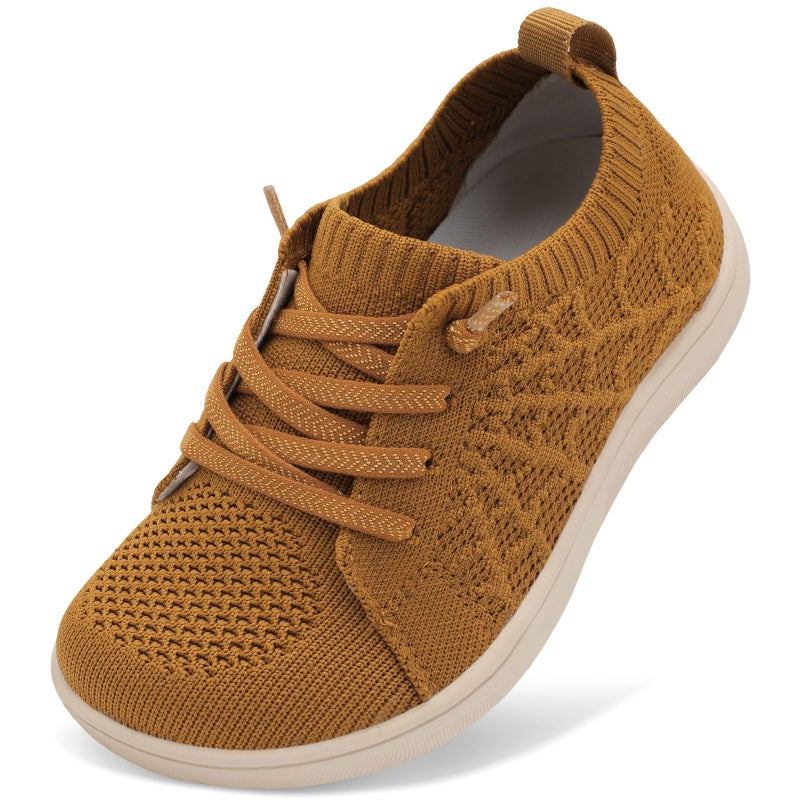 JOINFREE Toddler Boys Girls Barefoot Shoes Kids Wide Sneakers Adjustable Walking Athletic Shoe with Zero Drop Brown Size 9 - Image 1