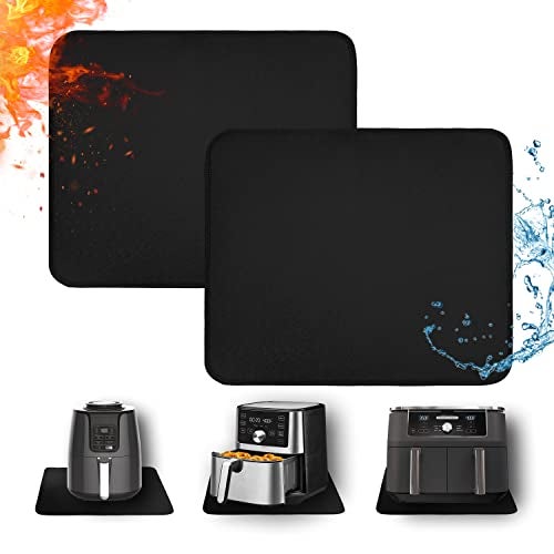 Amerbro Heat Resistant Mats for Countertop - Fireproof 15x18 in Heat Resistant Mats for Air Fryer - Hot Pad Air Fryer Mat Compatible with Ninja,COSORI,Cuisinart for Coffee Maker, Toaster, Oven 2PCS - Black - Image 1