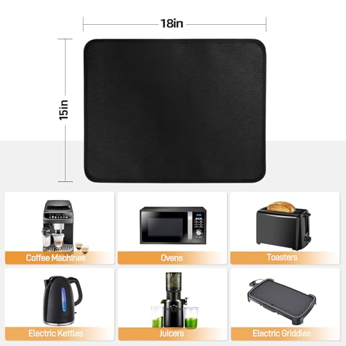 Amerbro Heat Resistant Mats for Countertop - Fireproof 15x18 in Heat Resistant Mats for Air Fryer - Hot Pad Air Fryer Mat Compatible with Ninja,COSORI,Cuisinart for Coffee Maker, Toaster, Oven 2PCS - Black - Image 5