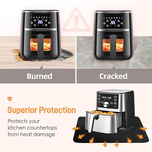 Amerbro Heat Resistant Mats for Countertop - Fireproof 15x18 in Heat Resistant Mats for Air Fryer - Hot Pad Air Fryer Mat Compatible with Ninja,COSORI,Cuisinart for Coffee Maker, Toaster, Oven 2PCS - Black - Image 3