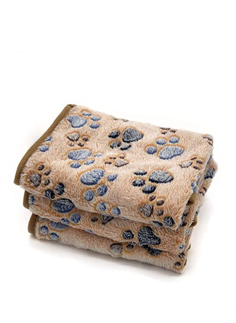 3 Pack Puppy Blankets Super Soft Warm Sleep Mat Paw Print Blanket Fluffy Premium Fleece Pet Blanket Flannel Throw Dog Washable Blankets for Dogs Puppy Cat - Image 1