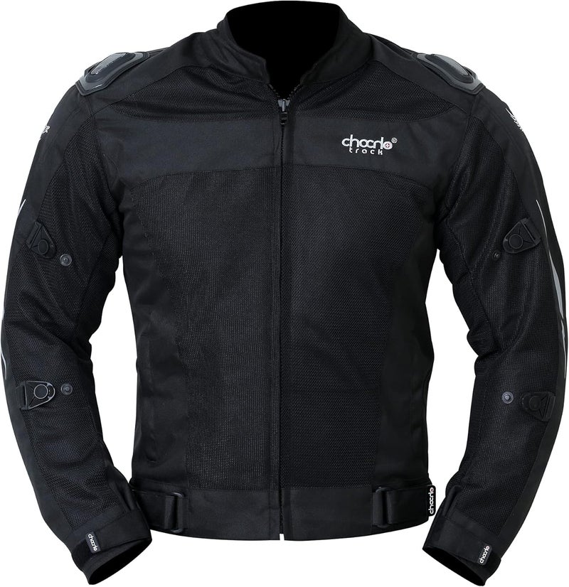 ChoCho Track Mesh Motorcycle Jacket for Men - Summer Motorbike Riding Jacket with Armor Protection (Small, Black) - Image 1
