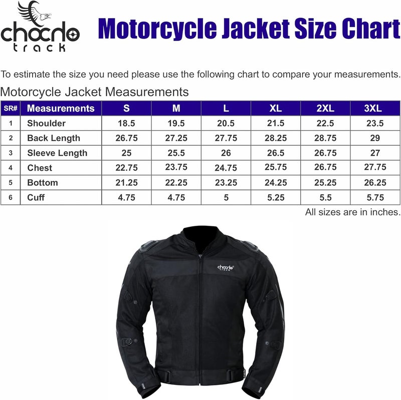 ChoCho Track Mesh Motorcycle Jacket for Men - Summer Motorbike Riding Jacket with Armor Protection (Small, Black) - Image 2