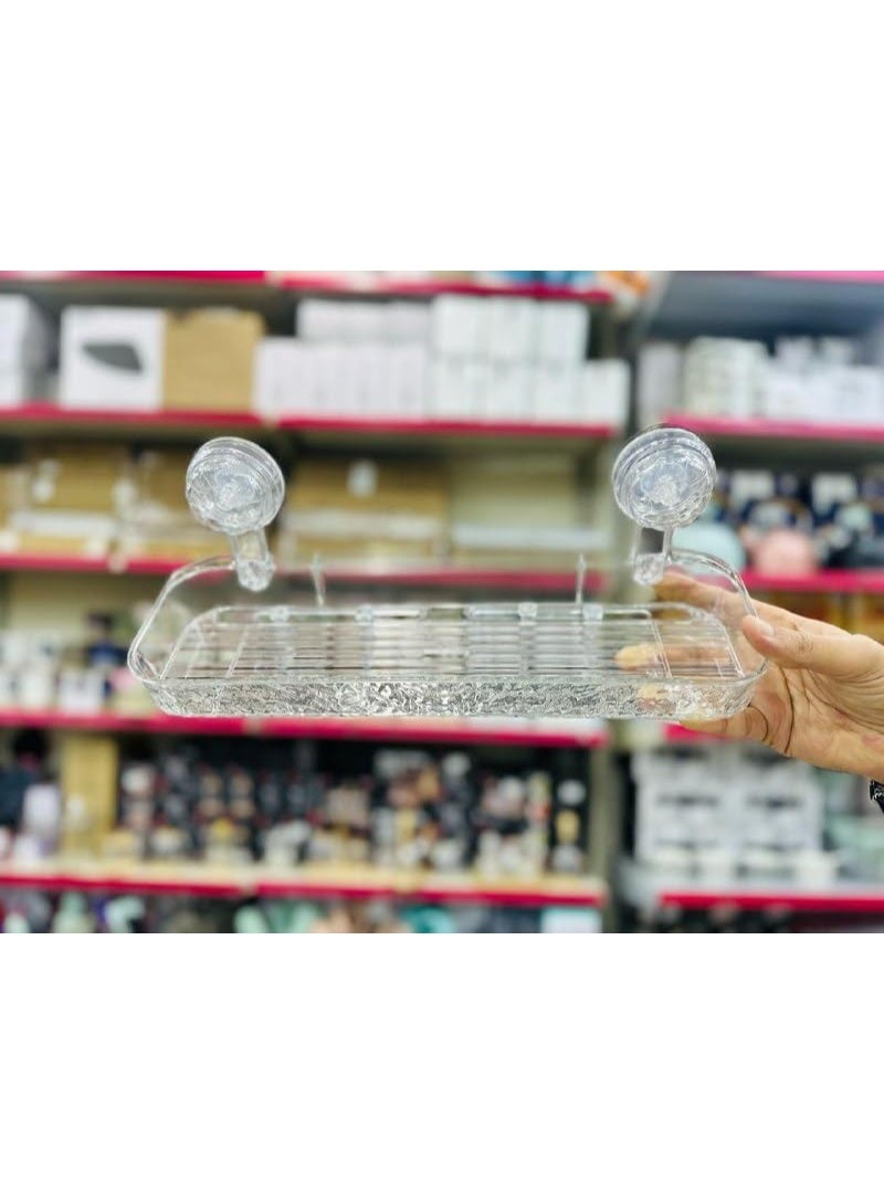 رف حمام أكريليك دبل فيس مع شفط قوي – مزود بـ 4 هوك لتعليق الفوط – تصميم متين وعصري M - Image 3