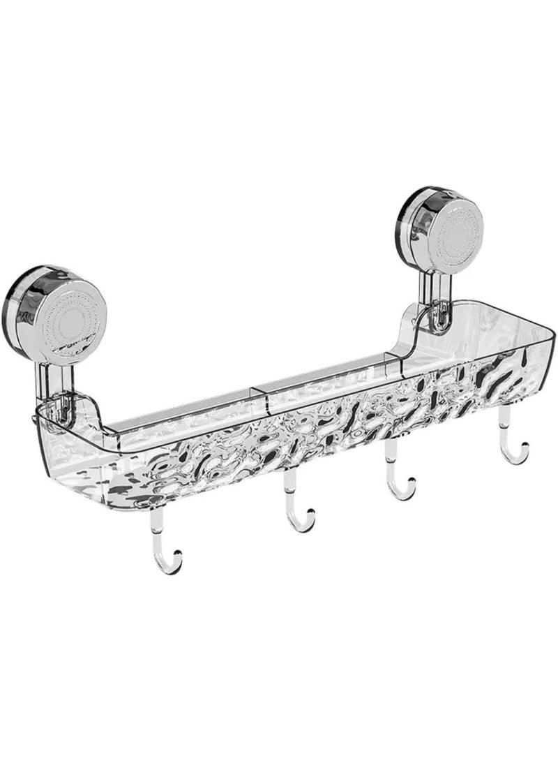 رف حمام أكريليك دبل فيس مع شفط قوي – مزود بـ 4 هوك لتعليق الفوط – تصميم متين وعصري M - Image 1