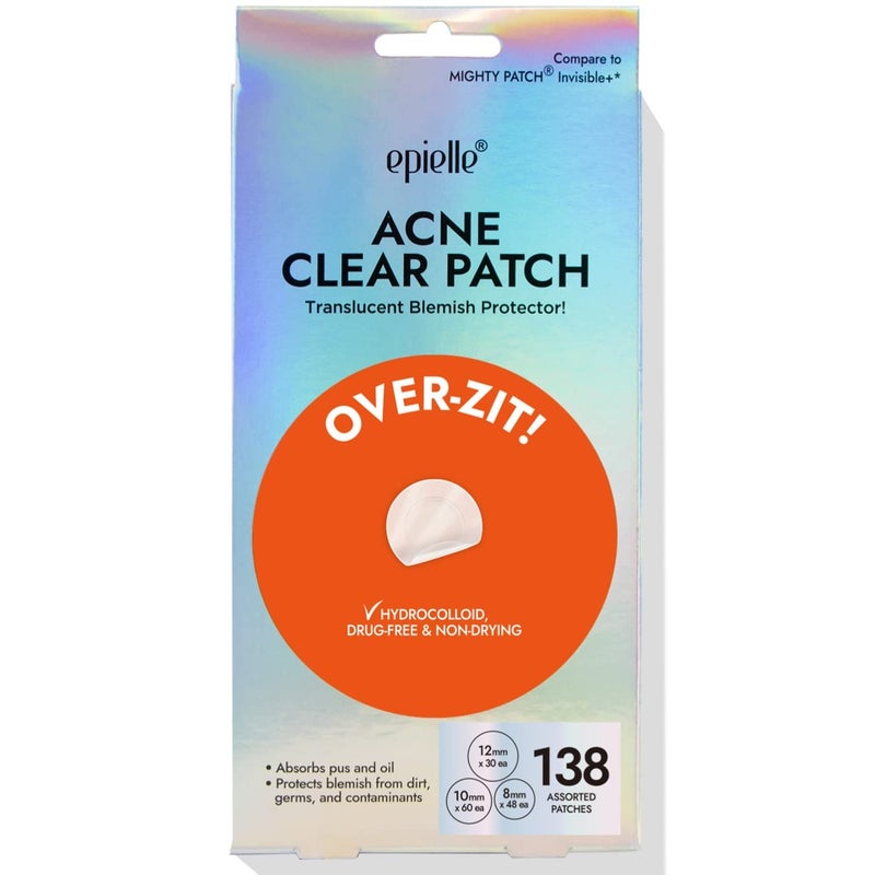 Epielle OverZit Acne Clear Patches 138 Count Hydrocolloid Acne Pimple Patch for Covering Zits and Blemishes