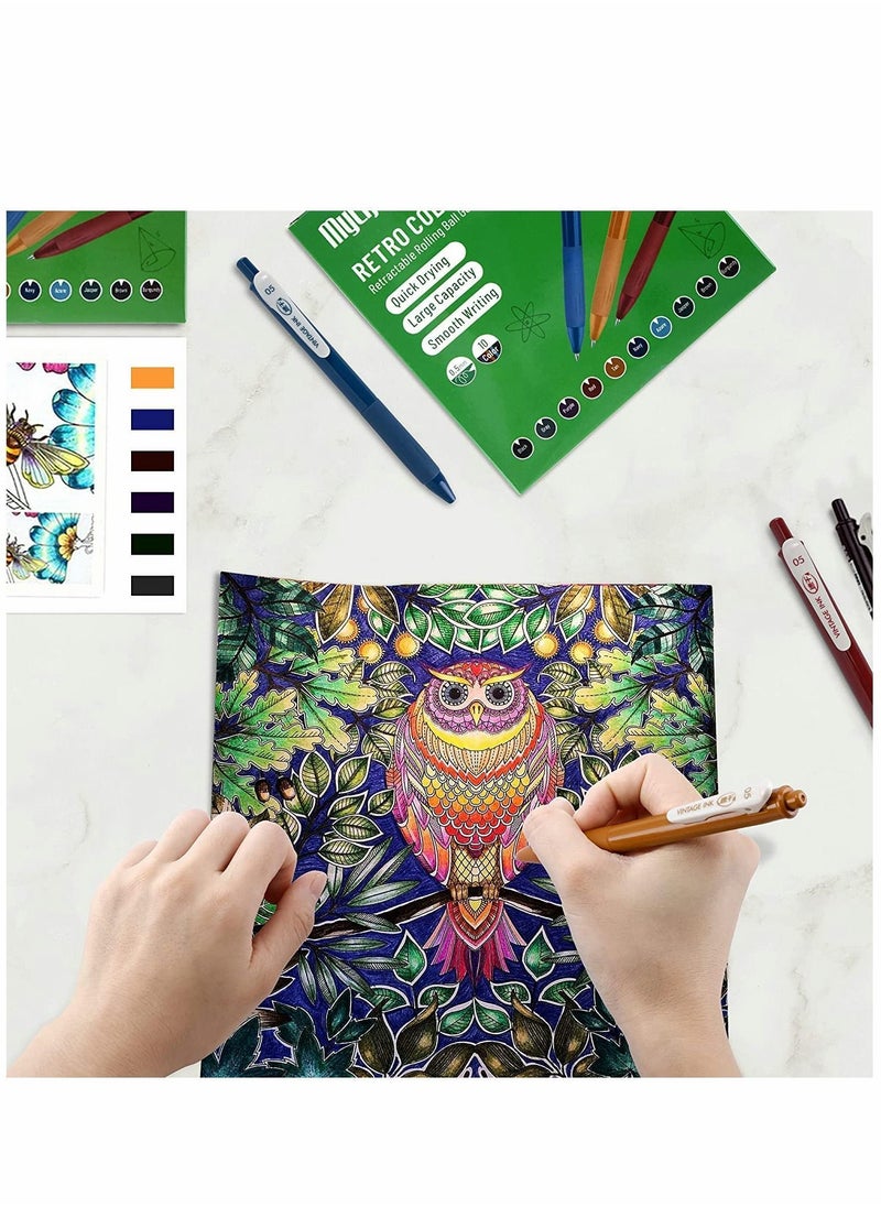 Y&D 0.5 Gel Pen, Multi Color Cute Kawaii Boxed Retractable Pens, Quick Dry Ink Vintage Colors 10 Assorted Smooth Writing Medium Point for School Office Home Take Notes  - Image 5