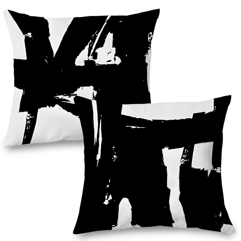 Supwhd Black and White Pillow Covers  Black and White Pillows Cover 22x22  Black and White Throw Pillows Cover Set of 2  Black and White Decorative Pillows for Couch Bed Living Room - Image 1