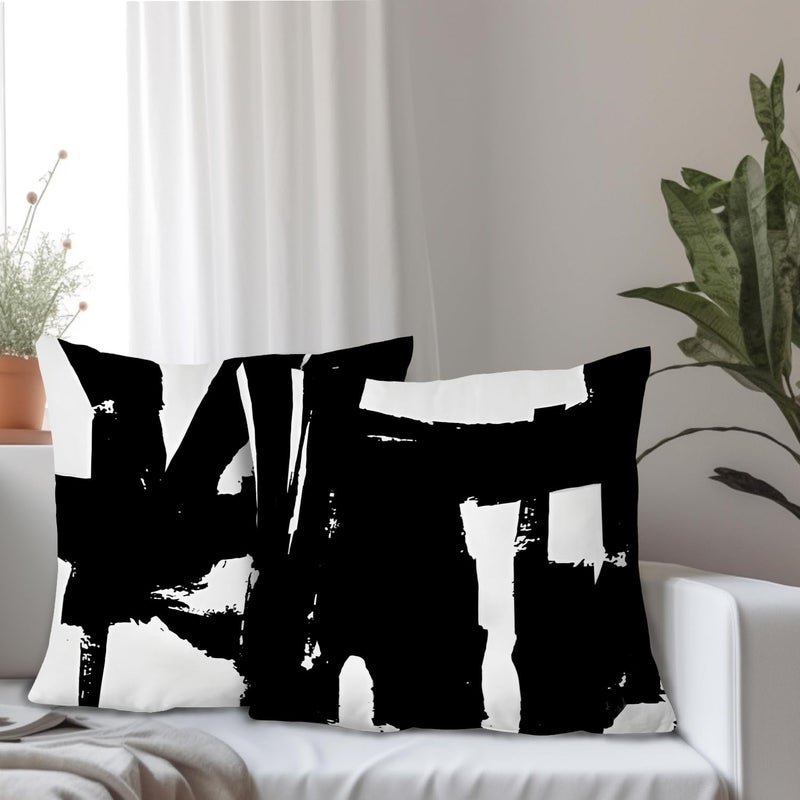 Supwhd Black and White Pillow Covers  Black and White Pillows Cover 22x22  Black and White Throw Pillows Cover Set of 2  Black and White Decorative Pillows for Couch Bed Living Room - Image 2