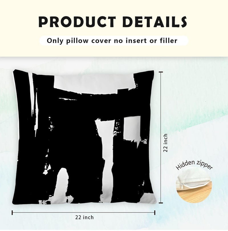 Supwhd Black and White Pillow Covers  Black and White Pillows Cover 22x22  Black and White Throw Pillows Cover Set of 2  Black and White Decorative Pillows for Couch Bed Living Room - Image 5