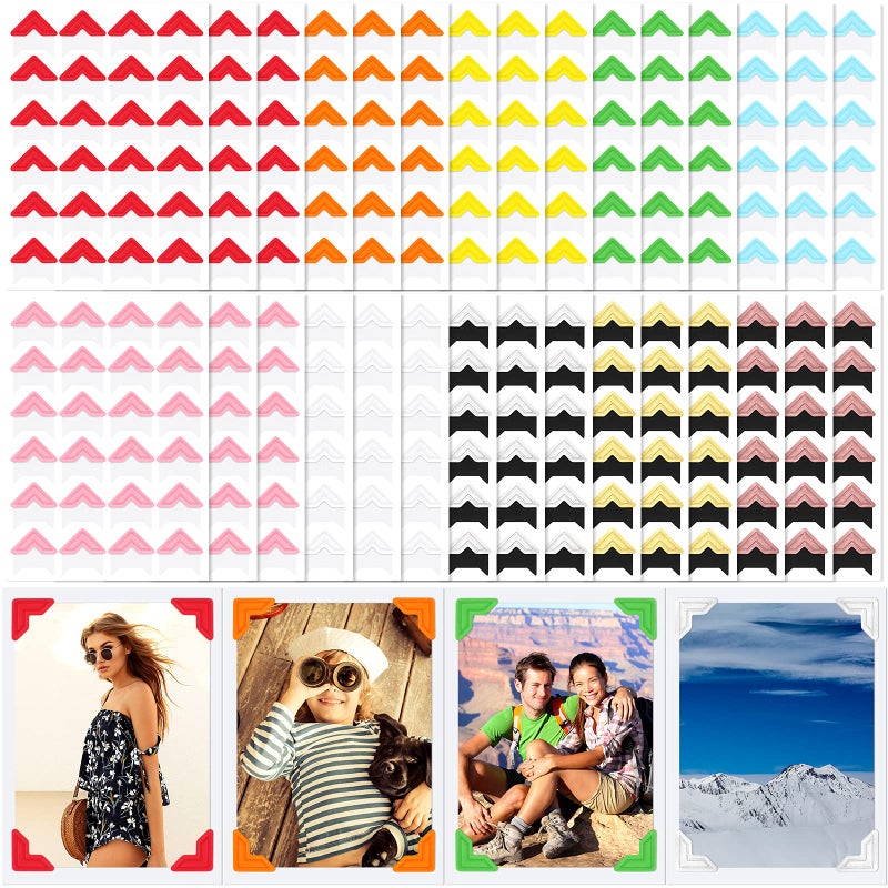 Pajean 720 Pieces Photo Corners Self Adhesive Photo Corners for Scrapbooking and Stamping Supplies DIY Scrapbook Stickers Album Diary Personal Journal Diary OrganizerMulticolor