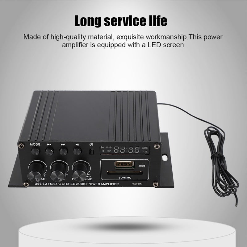 مكبر صوت قوة عالية الجودة (HiFi): 12 فولت، بأحجام ضيقة وأنيق، مصنوع من سبائك الألومنيوم - متعدد الوظائف مع شاشة LED وتوافق قوي مع الأجهزة الرقمية المنزلية - Image 5