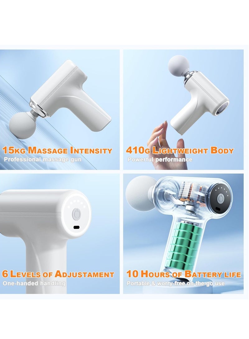 Portable Muscle  Mini Massage Gun for Body Back Neck Shoulder Arms Legs White - Image 4