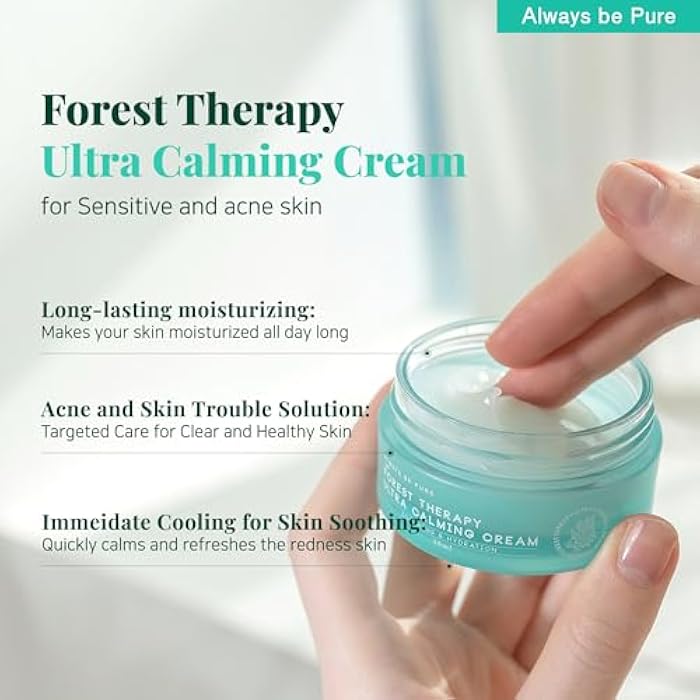 Always be Pure Forest Therapy Ultra Calming Cream Soothing Moisturizer for Sensitive, Acne-Prone Skin - Redness Relief, Deep Hydration, Trouble Care - Korean Skin Care 2.70 Oz - Image 2