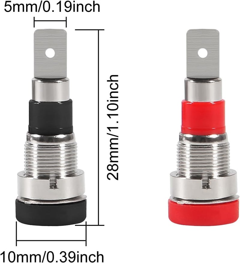 UMLIFE 10Pcs Black and Red 4mm Banana Jack Socket Female Adapter Panel Mount Binding Post for 4mm Banana Plug Connectors5Black 5 Red - Image 3