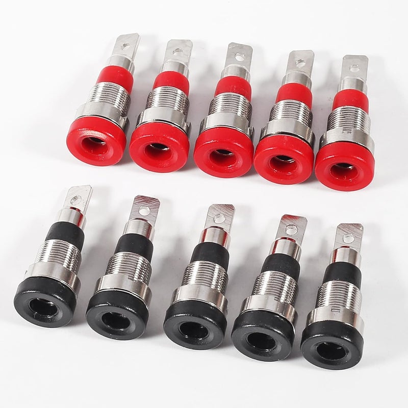 UMLIFE 10Pcs Black and Red 4mm Banana Jack Socket Female Adapter Panel Mount Binding Post for 4mm Banana Plug Connectors5Black 5 Red - Image 5