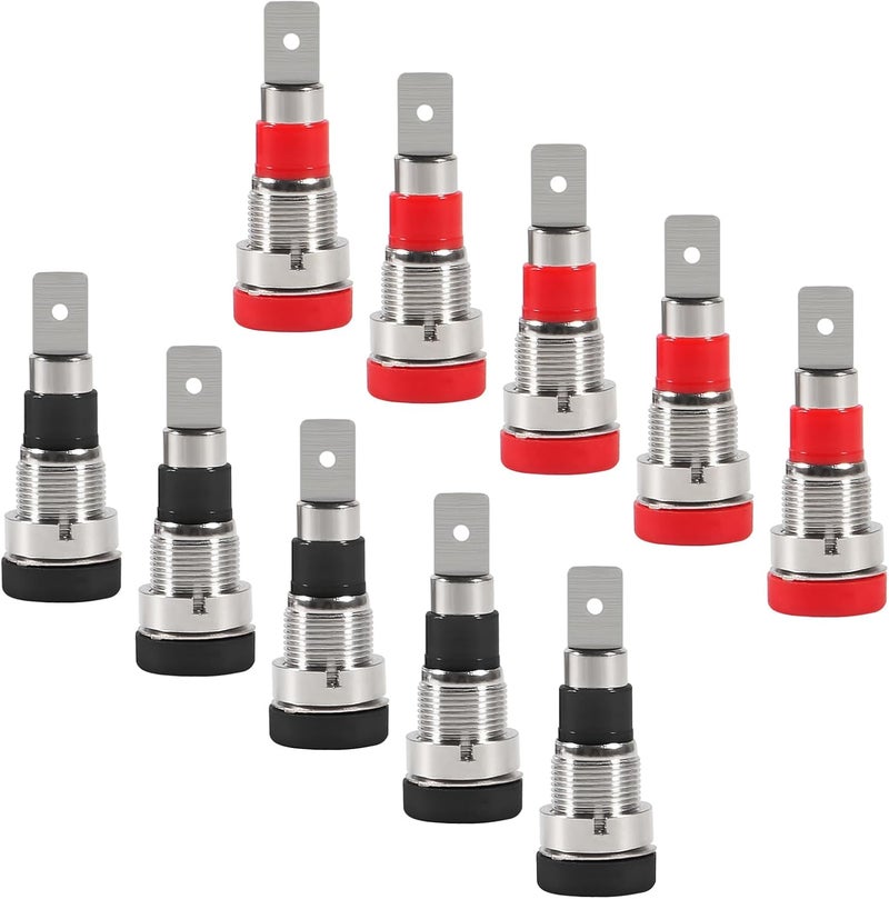 UMLIFE 10Pcs Black and Red 4mm Banana Jack Socket Female Adapter Panel Mount Binding Post for 4mm Banana Plug Connectors5Black 5 Red - Image 4