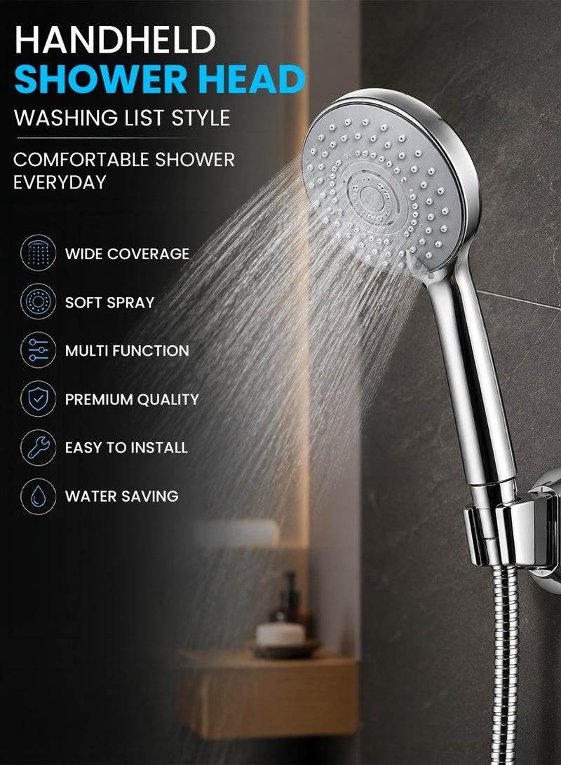 ZOLELE Italian Design Hand Shower Set with Chrome Finish, Stainless Steel Hose & ABS Wall Holder - Image 5