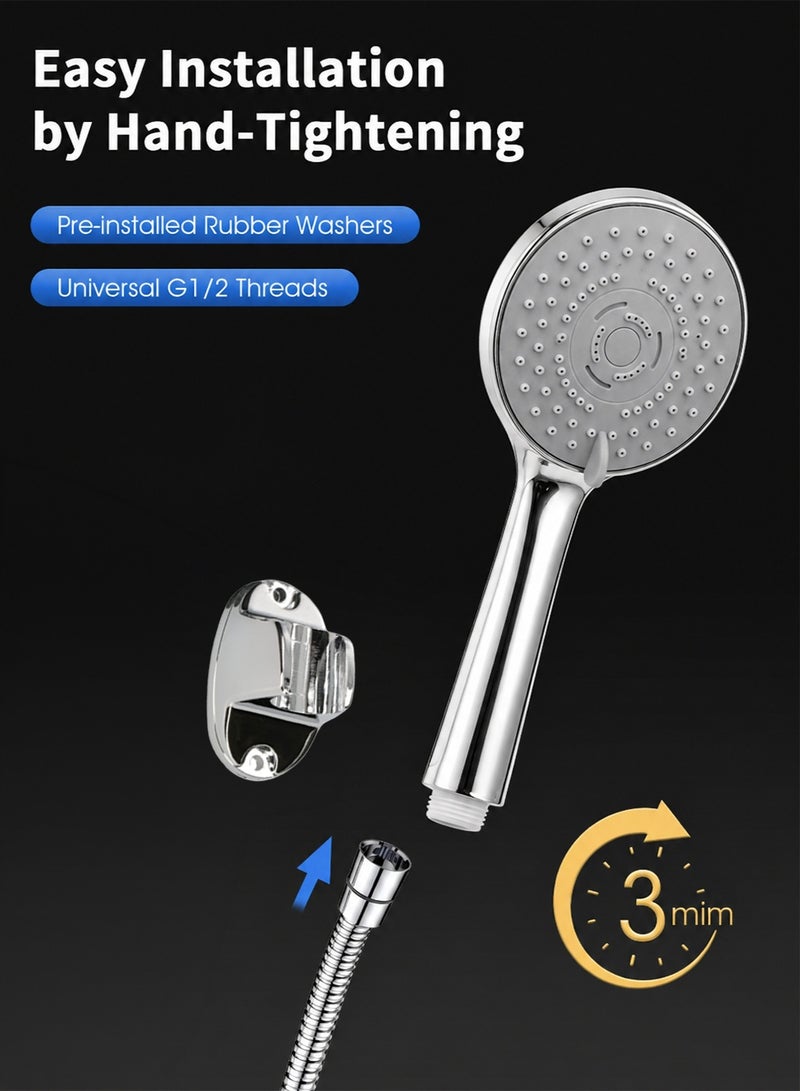 ZOLELE Italian Design Hand Shower Set with Chrome Finish, Stainless Steel Hose & ABS Wall Holder - Image 3