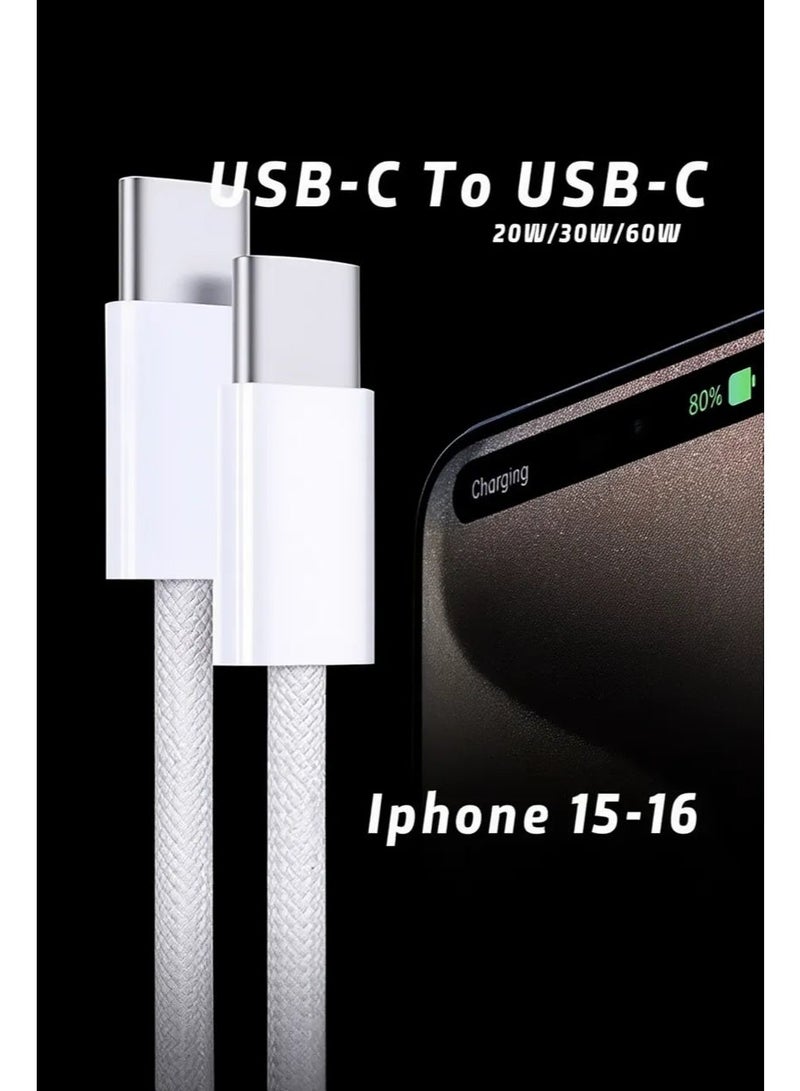 JOHN PAULS USB C to USB C 2 Meter Fast Charging Cable Nylon Braided Type C Charger Cord with High Speed Data Transfer Compatible with iPhone 15, 16 and 17 Samsung Galaxy, iPad, MacBook & USB-C Devices Supports 20W 30W 35W 45W 60W 80W 100W Adapter - Image 4