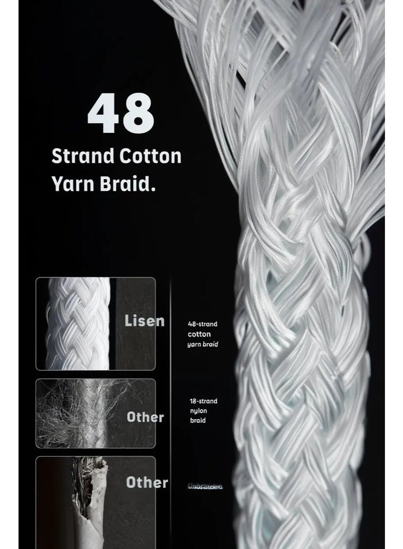 JOHN PAULS USB C to USB C 2 Meter Fast Charging Cable Nylon Braided Type C Charger Cord with High Speed Data Transfer Compatible with iPhone 15, 16 and 17 Samsung Galaxy, iPad, MacBook & USB-C Devices Supports 20W 30W 35W 45W 60W 80W 100W Adapter - Image 3