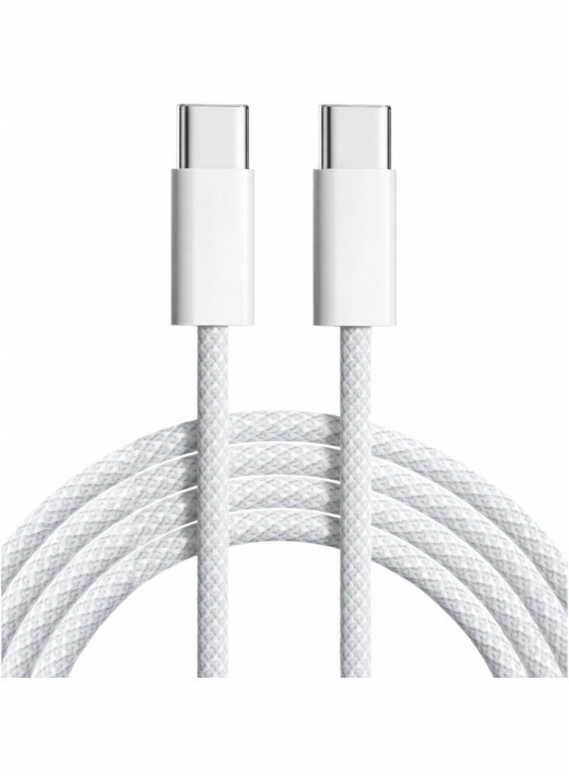 JOHN PAULS USB C to USB C 2 Meter Fast Charging Cable Nylon Braided Type C Charger Cord with High Speed Data Transfer Compatible with iPhone 15, 16 and 17 Samsung Galaxy, iPad, MacBook & USB-C Devices Supports 20W 30W 35W 45W 60W 80W 100W Adapter - Image 2