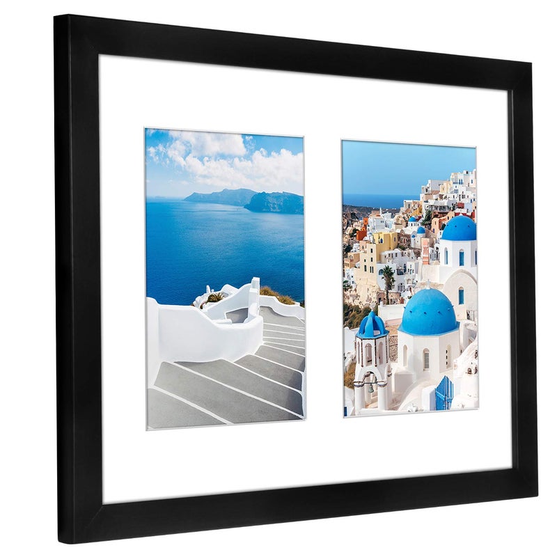 Americanflat إطار صور مزدوج أمريكان فلات 5x7 مع زجاج مقاوم للكسر - يناسب صورتين 5x7 أو يمكن استخدامه كإطار صورة واحد 11x14 - مجموعة توقيع - إطارات كولاج لعرض الجدران - أسود - Image 5