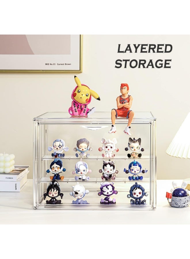 حاوية عرض أكريليك 3 مستويات للتحف، مضادة للغبار وقابلة للتكديس (مقاس كبير) - Image 2