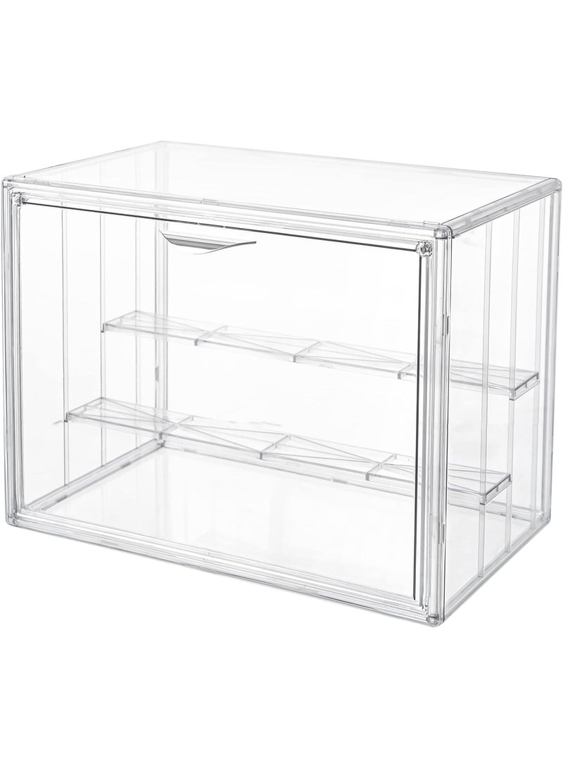 حاوية عرض أكريليك 3 مستويات للتحف، مضادة للغبار وقابلة للتكديس (مقاس كبير) - Image 1