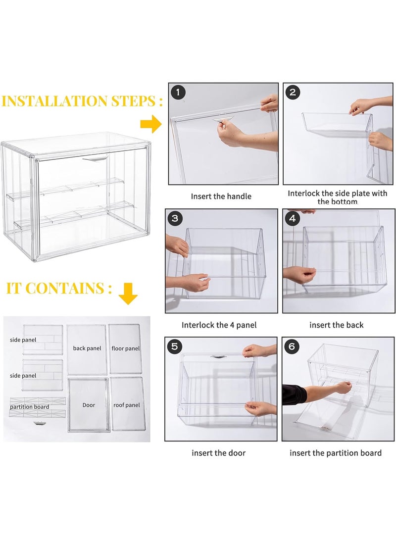 حاوية عرض أكريليك 3 مستويات للتحف، مضادة للغبار وقابلة للتكديس (مقاس كبير) - Image 4