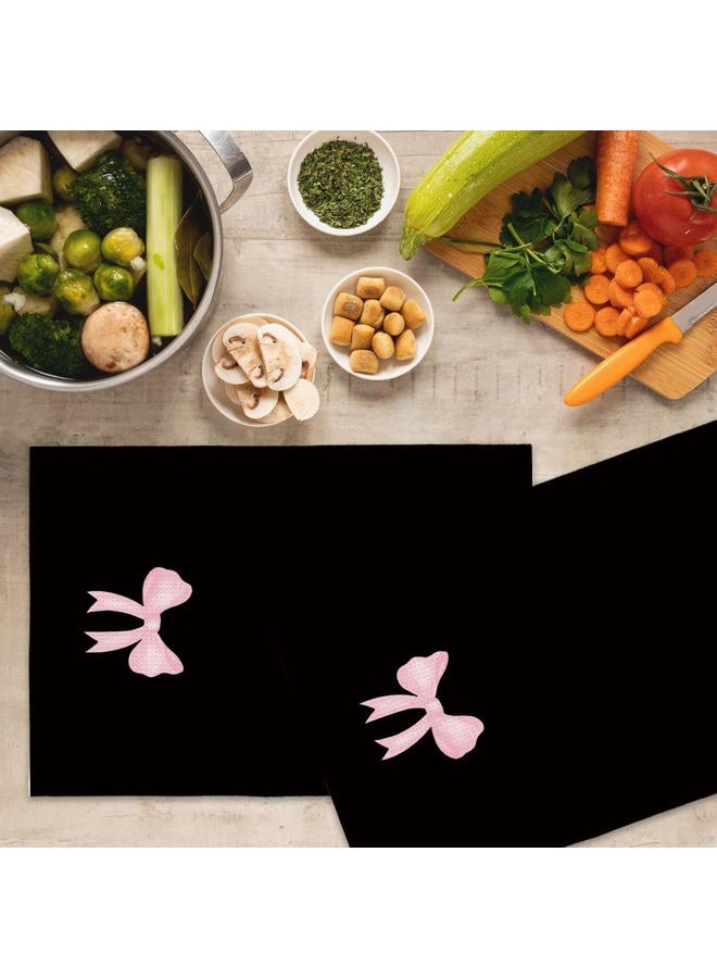 Mcehtle Coquette Black Pink Bow Girls Gifts Kitchen Towels Set of 2, College Dorm Bow Ribbon Hand Towels for Bathroom Decorative Dish Towels, Coquette Girly Bathroom Decor, 16x24 Inch - Image 5