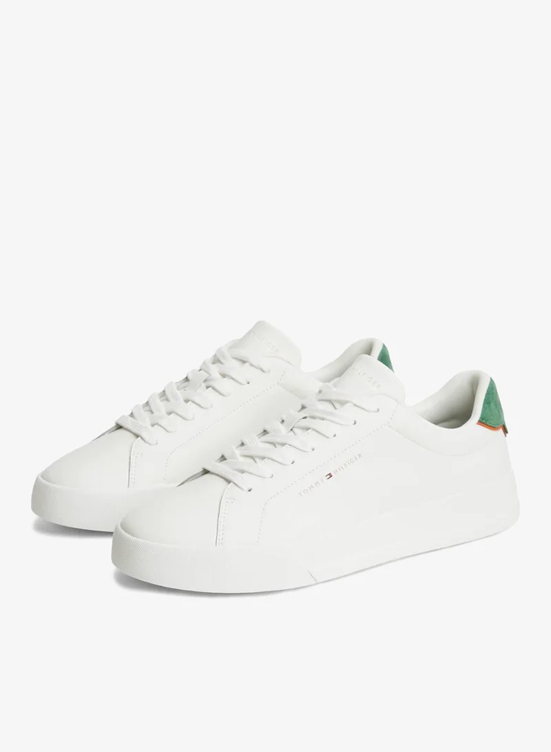Tommy Hilfiger Ecru/Street Green Leather Sneakers for Men | Best Price UAE