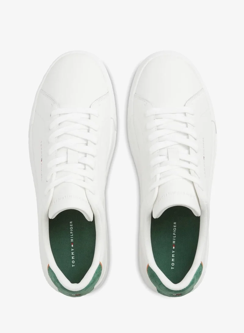 Tommy Hilfiger Ecru/Street Green Leather Sneakers for Men | Best Price UAE