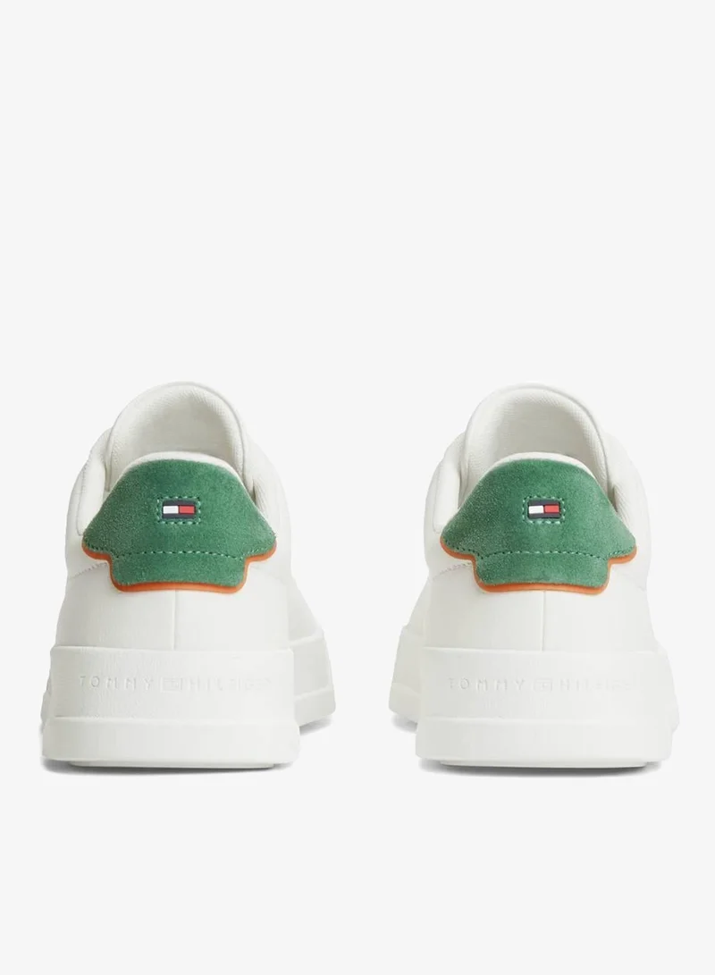 Tommy Hilfiger Ecru/Street Green Leather Sneakers for Men | Best Price UAE