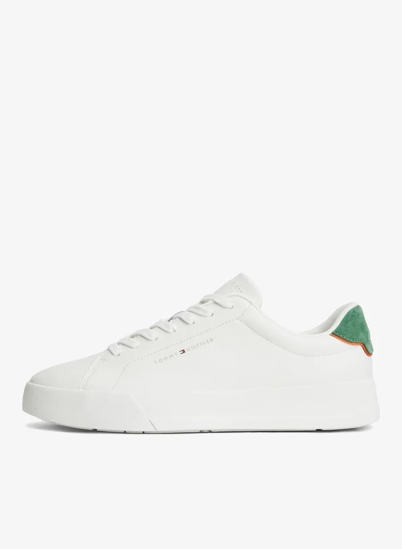 Tommy Hilfiger Ecru/Street Green Leather Sneakers for Men | Best Price UAE