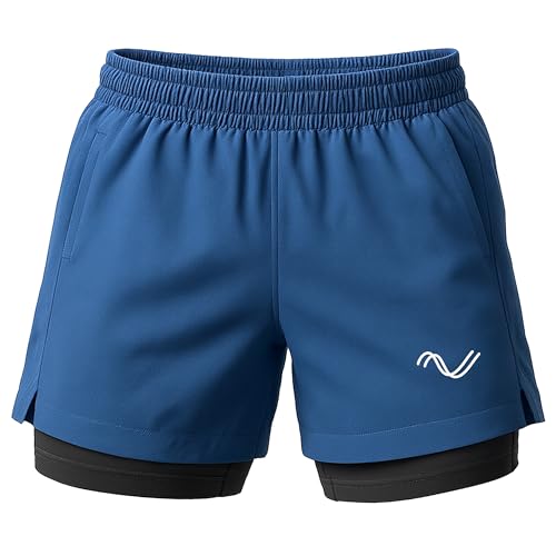 SLOVIC Running Shorts for Men Stylish [Large] | 2 in 1 Double Layer Shorts | Lightweight & Breathable Gym Shorts for Men Workout | Ideal for Running, Gym & Sports Blue - Image 1