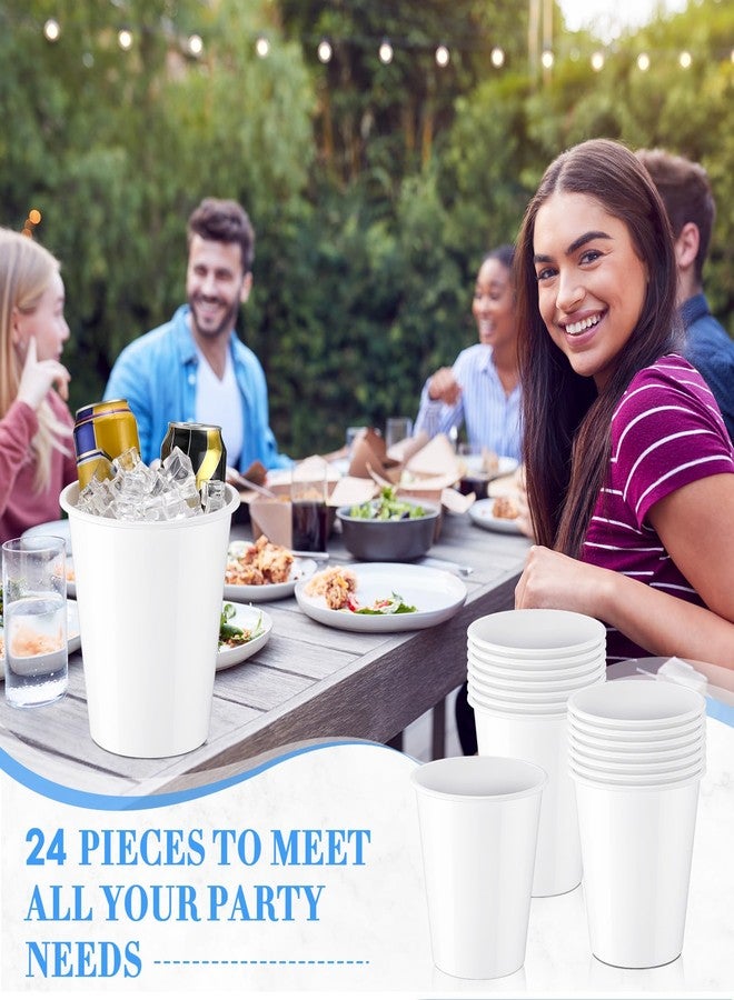 Layhit 24 Packs Plastic Ice Buckets for Parties White Wine Bucket Portable Ice Holder for Party Disposable Wine Cooler for Wedding Party Beverage Champagne Soda and Beer - Image 4