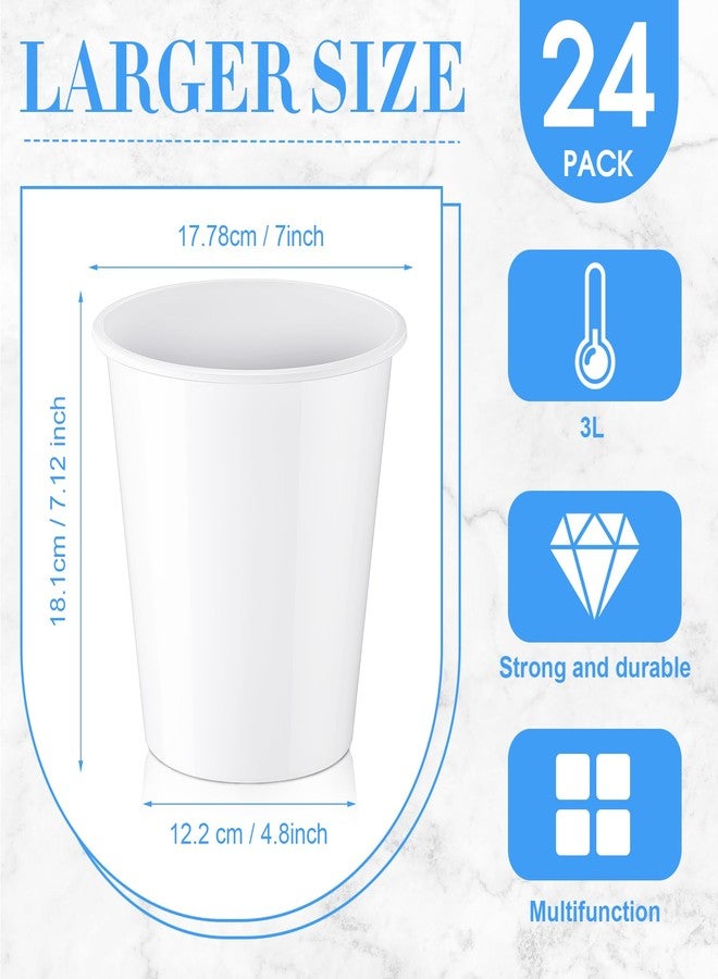 Layhit 24 Packs Plastic Ice Buckets for Parties White Wine Bucket Portable Ice Holder for Party Disposable Wine Cooler for Wedding Party Beverage Champagne Soda and Beer - Image 2