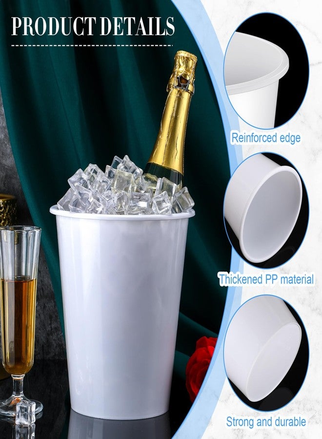 Layhit 24 Packs Plastic Ice Buckets for Parties White Wine Bucket Portable Ice Holder for Party Disposable Wine Cooler for Wedding Party Beverage Champagne Soda and Beer - Image 3