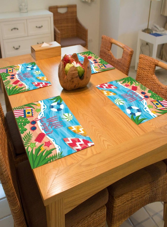Lucleag 50 PCS Hello Summer Paper Place Mats, Disposable Hello Summer Theme Placemats Decorative Beach Table Placemats for Summertime Dinner Table Birthday Party Decoration, 13.8 x 9.8 in - Image 4