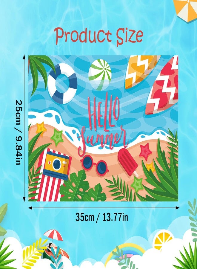 Lucleag 50 PCS Hello Summer Paper Place Mats, Disposable Hello Summer Theme Placemats Decorative Beach Table Placemats for Summertime Dinner Table Birthday Party Decoration, 13.8 x 9.8 in - Image 2