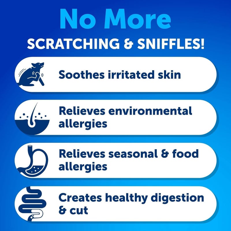 Artullano Dog Allergy Relief Chews - Itching Skin Relief for Dogs - Fish Oil - Omega 3 - Seasonal Allergies Pills - Skin & Coat, Anti Itch,Hot Spots Treatment - Canine Immune Health Supplement - 120 Soft Treats - Image 3