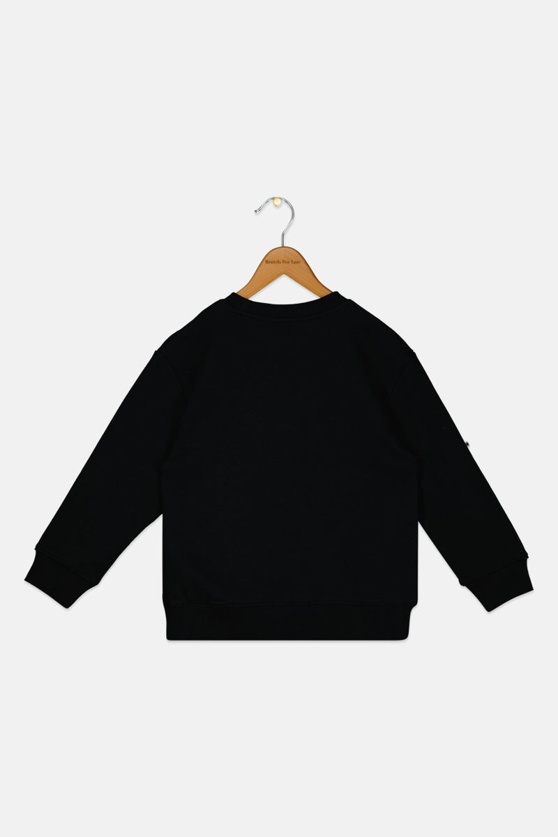 Reebok Kids Girl Sportswear Fit Long Sleeve Outdoor Sweatshirt, Black - Image 3
