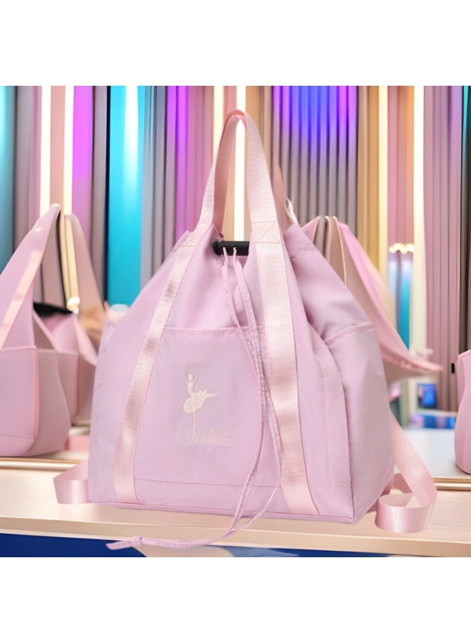 Waterproof Shoulder Dance Bag Big Children's Handbag Sports Backpack Women Ballet Latin Dance Print Logo Bag-Color:Pink Blank Model-Capacity:Below 20L - Image 2