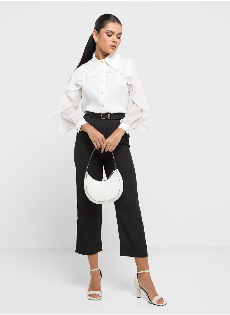 ELLA - Ruffle Detail Button Down Top - Image 1